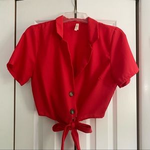 Moon Orchid Crop Top With Tie in Front!